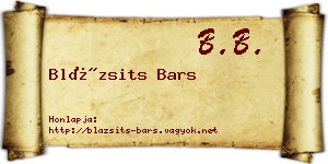 Blázsits Bars névjegykártya
